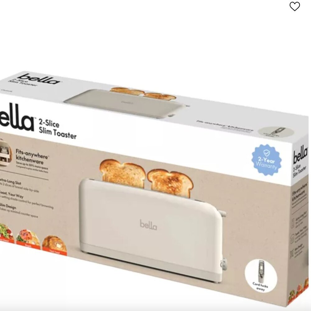 bella 2-Slice Slim Toaster Oatmilk